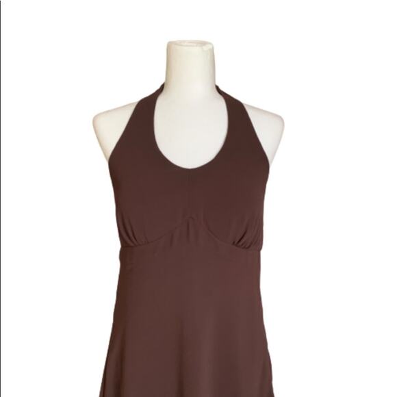Componix Dress Petite Brown Tiered Halter Chiffon Dressy Dress Size 12P - Picture 3 of 10